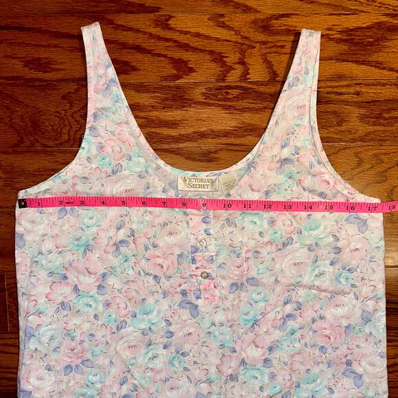 Vintage Victoria’s Secret Gold Label Pastel Floral Sleep Tank Top Size Medium - Picture 8 of 9
